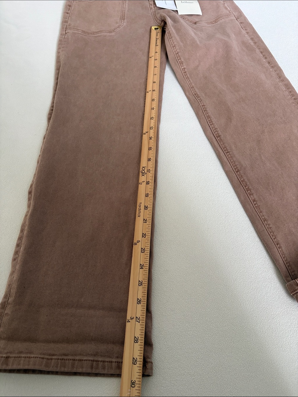 Flying Monkey Warm Taupe High Rise Tab Waistband Slim Wide Leg Jeans - Picture 8 of 11